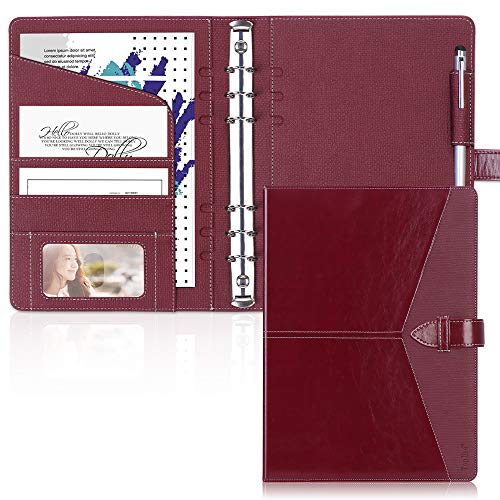 Toplive A5 Binder 6 Round Ring Binder Leather Budget Planner Notebook Cover for A5 Filler Paper Laser Pink with Magnetic Buckle Closure
