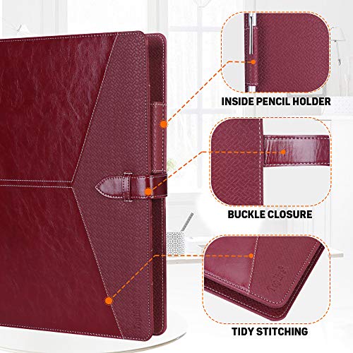 Toplive A5 Binder 6 Round Ring Binder Leather Budget Planner Notebook Cover for A5 Filler Paper Laser Pink with Magnetic Buckle Closure
