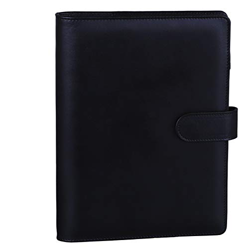 Antner A5 PU Leather Binder 6-Ring Notebook Binder Cover for A5 Filler Paper, Refillable A5 Personal Planner Budget Binder with Magnetic Buckle Closure, Yellow