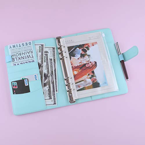 Antner A5 PU Leather Binder 6-Ring Notebook Binder Cover for A5 Filler Paper, Refillable A5 Personal Planner Budget Binder with Magnetic Buckle Closure, Yellow