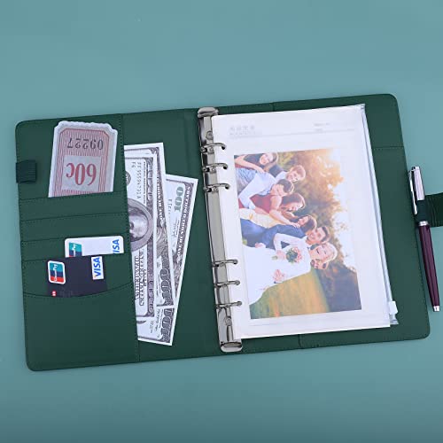 Antner A5 PU Leather Binder 6-Ring Notebook Binder Cover for A5 Filler Paper, Refillable A5 Personal Planner Budget Binder with Magnetic Buckle Closure, Yellow