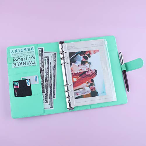 Antner A5 PU Leather Binder 6-Ring Notebook Binder Cover for A5 Filler Paper, Refillable A5 Personal Planner Budget Binder with Magnetic Buckle Closure, Yellow