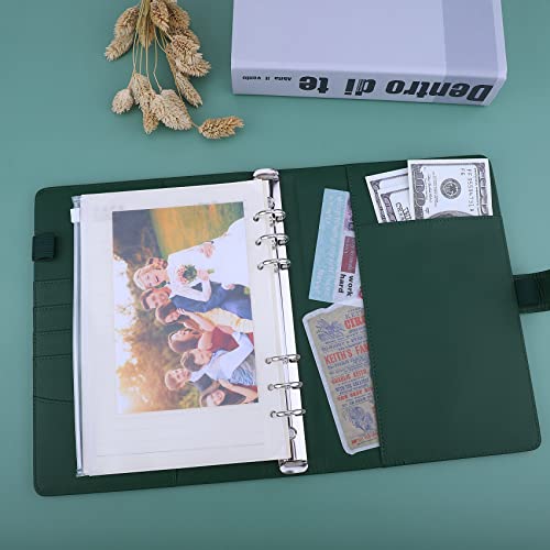 Antner A5 PU Leather Binder 6-Ring Notebook Binder Cover for A5 Filler Paper, Refillable A5 Personal Planner Budget Binder with Magnetic Buckle Closure, Yellow