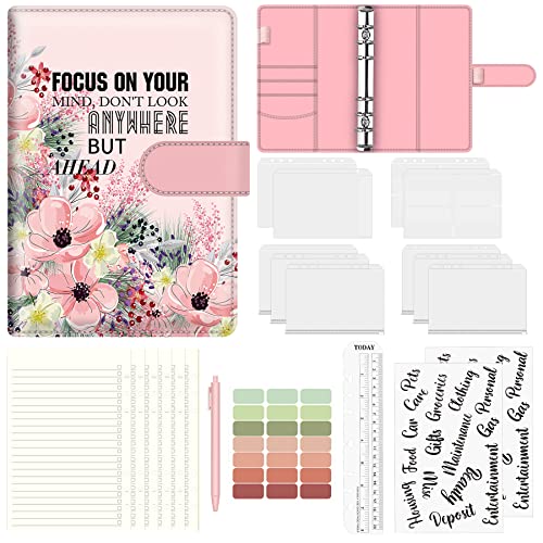 BVYA A5 Budget Binder, Premium PU Leather Loose Leaf Notebook Binder Cover, Financial Management Notebook Binder