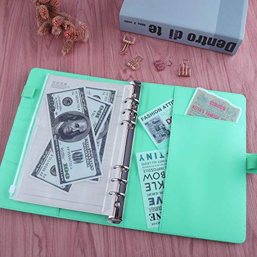 Antner A5 PU Leather Binder 6-Ring Notebook Binder Cover for A5 Filler Paper, Refillable A5 Personal Planner Budget Binder with Magnetic Buckle Closure, Yellow