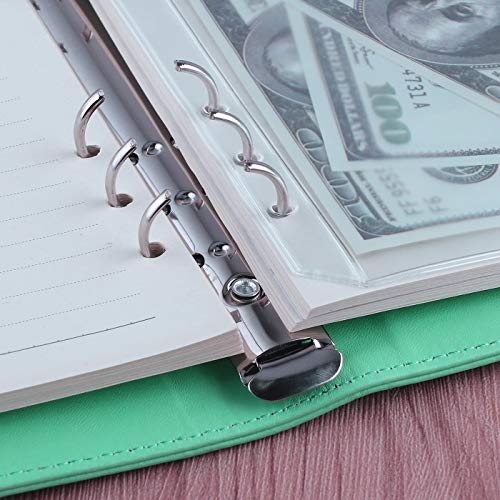Antner A5 PU Leather Binder 6-Ring Notebook Binder Cover for A5 Filler Paper, Refillable A5 Personal Planner Budget Binder with Magnetic Buckle Closure, Yellow