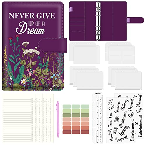 BVYA A5 Budget Binder, Premium PU Leather Loose Leaf Notebook Binder Cover, Financial Management Notebook Binder