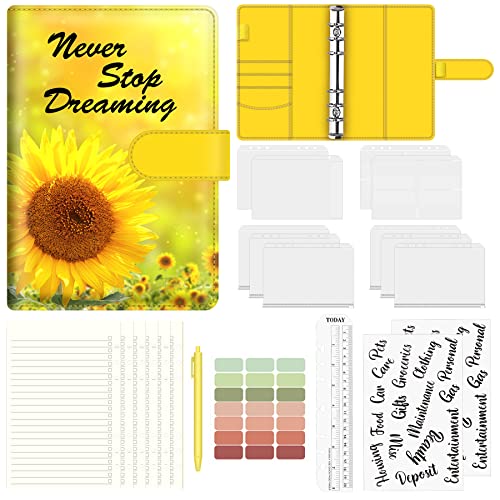 BVYA A5 Budget Binder, Premium PU Leather Loose Leaf Notebook Binder Cover, Financial Management Notebook Binder