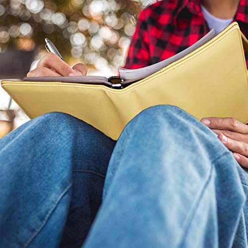 Antner A5 PU Leather Binder 6-Ring Notebook Binder Cover for A5 Filler Paper, Refillable A5 Personal Planner Budget Binder with Magnetic Buckle Closure, Yellow