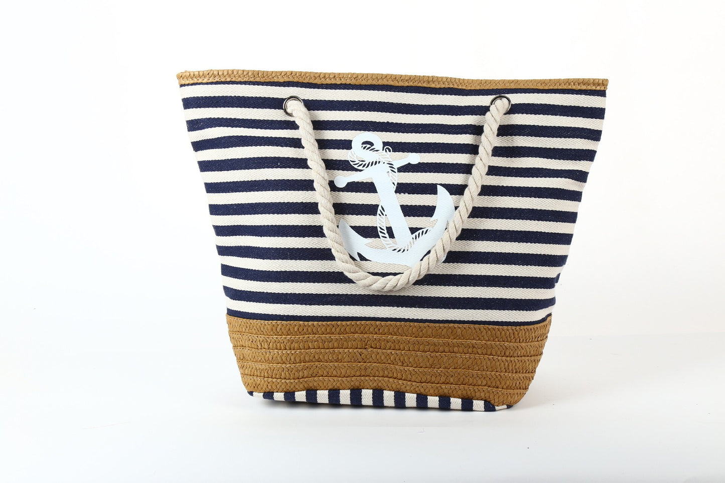 Striped Beach Handbags Large Capacity Canvas Tote Bag For Women Thick Hemp Rope Fashion Casual Shoulder Bag Female Shopper Bag