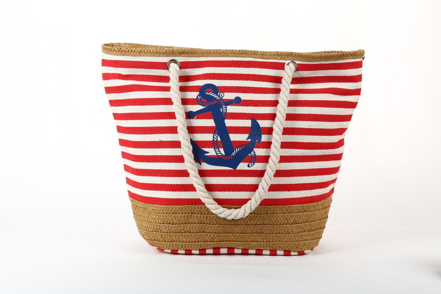 Striped Beach Handbags Large Capacity Canvas Tote Bag For Women Thick Hemp Rope Fashion Casual Shoulder Bag Female Shopper Bag
