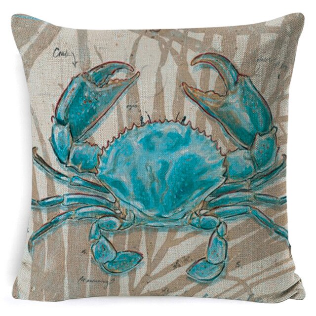 Sea Theme Cushion Cover Beach Pillow Covers Cotton Linen Nautical Throw Pillowcases Sea Theme Coastal Throw Pillowcase 45*45cm