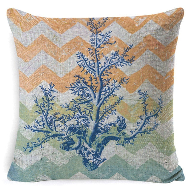 Sea Theme Cushion Cover Beach Pillow Covers Cotton Linen Nautical Throw Pillowcases Sea Theme Coastal Throw Pillowcase 45*45cm