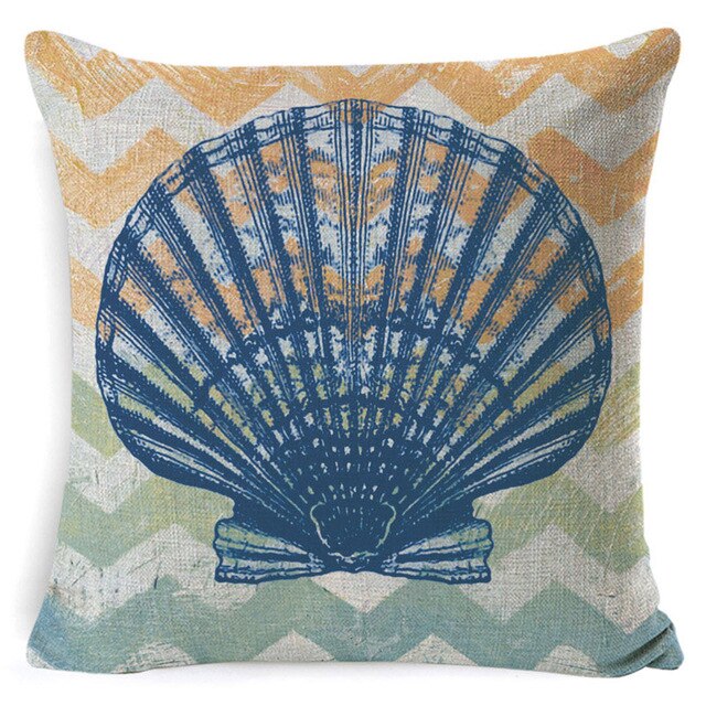 Sea Theme Cushion Cover Beach Pillow Covers Cotton Linen Nautical Throw Pillowcases Sea Theme Coastal Throw Pillowcase 45*45cm