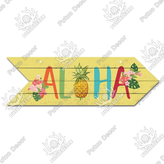 Putuo Decor Beach Arrow Wooden Wall Plaque Sign Beach Seaside Road Guide Wall Decoration Indicator Hanging Beach House Deocr