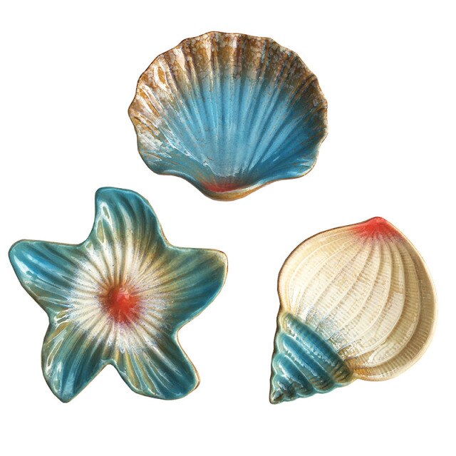 NEWYEARNEW 1piece Ceramics Starfish Magic Shell Soap Dish Jewelry Storage Seashells Tray Holder Plate Box Gift