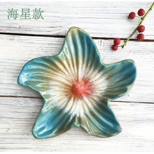 NEWYEARNEW 1piece Ceramics Starfish Magic Shell Soap Dish Jewelry Storage Seashells Tray Holder Plate Box Gift
